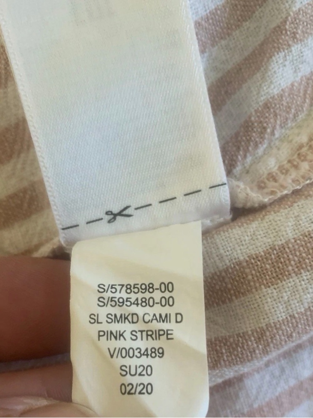 Gap Maxi Dress Size S Smocked Bodice Pink Stripe Linen Top Ties - Picture 6 of 14